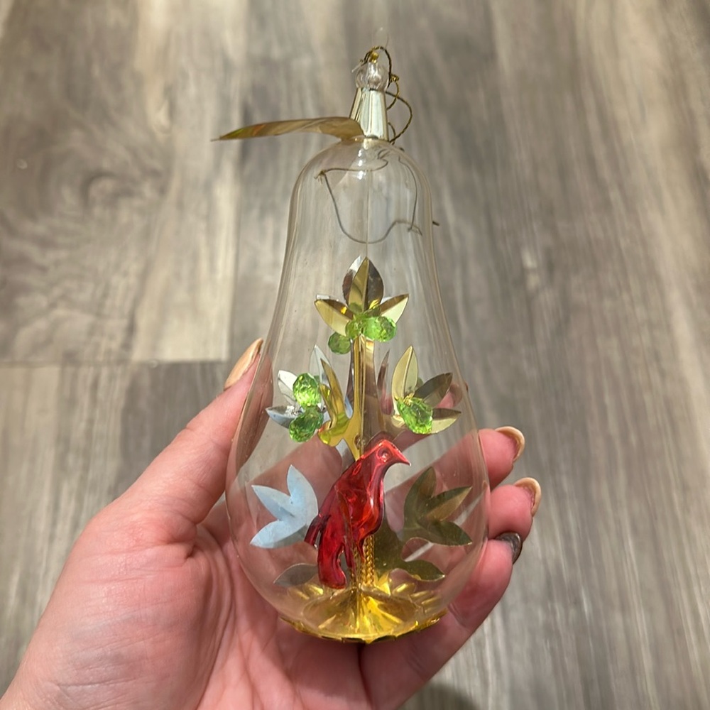 🎄 Vintage Resl Lenz West Germany Glass Partridge Pear Tree Ornament